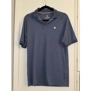 Macade Golf Concept Mens Performance Polo Shirt Slate Blue Slub Texture Small